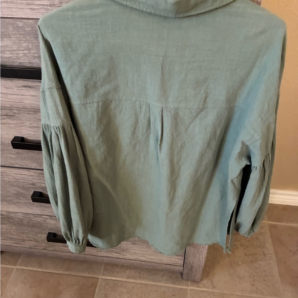 Listicle Green Button-Up Blouse - image 2